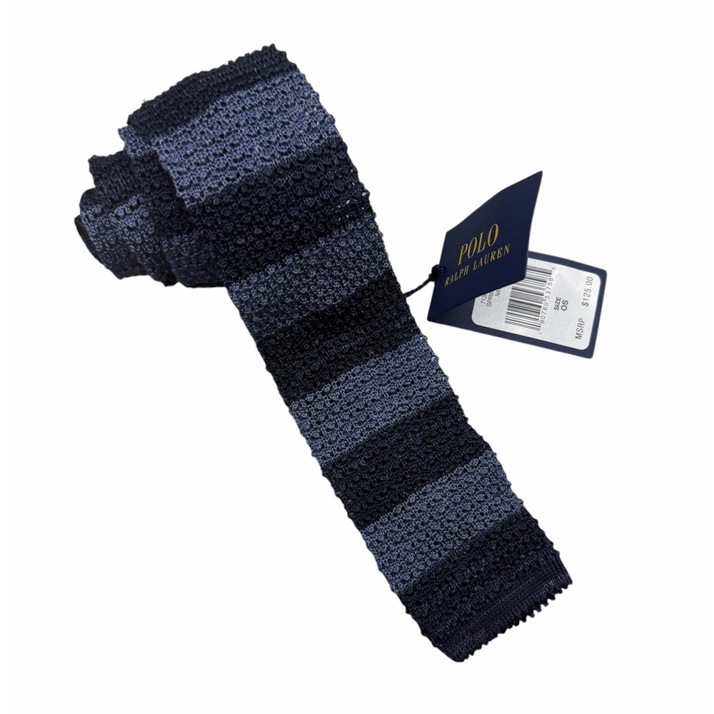 Polo Ralph Lauren NEW Men's Square Knit Skinny Tie Navy Silk/Linen 2 3/8" x 57"